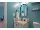 Cozy bathroom featuring a granite vanity, modern fixtures, and a neatly arranged countertop at 4336 Thorngate Ln, Acworth, GA 30101