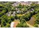 Aerial view of a leafy neighborhood, showcasing the community and pond at 1001 Dancing Fox Rd, Decatur, GA 30032