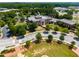 Aerial view of a brick building, with parking, landscaping, and a cupola, surrounded by green trees and lawns at 1974 Skyland Glen Dr, Snellville, GA 30078