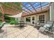 Comfortable patio features brick pavers, tasteful furniture and wood pergola with shade covering at 3633 Gilpin Ct, Lawrenceville, GA 30044