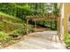 Backyard deck with a wooden pergola, fire pit, and lush greenery creates a serene outdoor oasis at 815 Marshview Close, Roswell, GA 30076