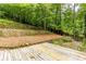 Backyard wooden deck with patio pavers surrounded by mature trees and lush landscaping offers privacy and serenity at 815 Marshview Close, Roswell, GA 30076