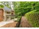 Backyard with lush landscaping and a wooden deck at 815 Marshview Close, Roswell, GA 30076