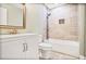 Renovated bathroom with a tub and shower combo and a modern vanity at 1653 Terry Mill Se Rd, Atlanta, GA 30316
