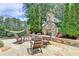Relaxing outdoor fireplace with Adirondack chairs and lush landscaping for peaceful outdoor living at 4745 Cuyahoga Cv, Suwanee, GA 30024