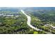 Aerial view of lush green treetops and a large winding river at 408 River Run Dr, Sandy Springs, GA 30350