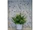 Close up of a tiled bathroom niche with a small potted plant at 610 Woodstream Ct, Roswell, GA 30075