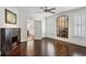 Bedroom with a decorative fireplace and matching floors at 16 Walker Ne Ter, Atlanta, GA 30309