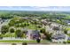 Great aerial view of community featuring mature trees, sidewalks, green spaces, businesses, and unique architecture at 397 Cypher Dr, Suwanee, GA 30024
