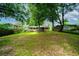 Spacious backyard featuring a well-maintained lawn, mature trees, and plenty of room for outdoor activities at 6516 Maddox Rd, Morrow, GA 30260