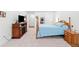 Bedroom features a wood bed, wooden TV stand, and a view into the closet at 1534 Bedstone Dr, Canton, GA 30114