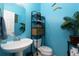Bathroom featuring blue walls, a white sink, a plant, decor and a toilet at 2968 Oshields Sw Ct # 4, Marietta, GA 30060