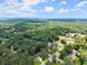 An expansive aerial view of the property and neighborhood is filled with lush greenery at 1467 Hewatt Rd, Lilburn, GA 30047