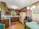 Cozy kitchen with wood cabinets, vintage appliances, and a view to the backyard at 784 San Miguel Dr, Stone Mountain, GA 30083