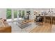 Open living room and kitchen area featuring french doors to the backyard allowing for great natural light at 3008 Ridgeside Ct, Atlanta, GA 30341