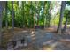 Backyard with a picnic table, a firepit and towering trees offering a perfect outdoor setting for relaxation and gatherings at 1382 Varner Rd, Marietta, GA 30062