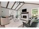 Bright living room with vaulted ceilings, fireplace, and large windows at 1575 Barrier Rd, Marietta, GA 30066
