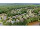 Aerial shot of a neighborhood with mature trees and access to a lake at 956 Kinghorn Nw Dr, Kennesaw, GA 30152