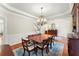 Formal dining room with hardwood floors, chandelier lighting, and wainscoting details with space to entertain at 956 Kinghorn Nw Dr, Kennesaw, GA 30152