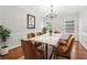 Elegant dining room featuring a marble-top table, chandelier, and wainscoting at 3065 Moser Way, Marietta, GA 30060
