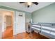 Bedroom features hardwood floors, a bunk bed, dresser and modern decor at 8 Southview Dr, Cartersville, GA 30121