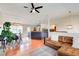 Open concept living room and dining area with hardwood floors and stylish decor at 8 Southview Dr, Cartersville, GA 30121