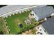 Aerial view of a backyard with a pergola and trampoline in a fenced yard at 400 Silver Spring St, Dallas, GA 30157