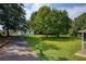 Large back yard with mature trees behind house and carport at 4523 Doc Sams Rd, Cumming, GA 30028