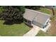Aerial view of a single-story home featuring a long driveway and well-maintained yard at 1150 Terramont Dr, Roswell, GA 30076