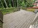 View of a wooden back deck with a railing, overlooking a lush, green backyard at 1988 Greensferry Gln, Lawrenceville, GA 30043