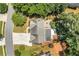 Birds-eye view of a home, showcasing the roof, driveway, landscaped yard and a backyard deck at 2081 Township Dr, Woodstock, GA 30189