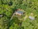 Aerial view of a beautiful home with lush landscaping, mature trees, and a long driveway at 2502 Tritt Springs Ne Trce, Marietta, GA 30062