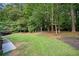 A lush backyard with a well-maintained lawn, mature trees, and a swing set provides an inviting outdoor space at 2502 Tritt Springs Ne Trce, Marietta, GA 30062