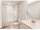 Clean bathroom includes a shower/tub combo, toilet, and vanity with ample counter space at 230 Mackenzie Ct, Covington, GA 30016