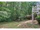 Backyard with wooded area, some green space, and view of deck at 46 Highland Ct, Carrollton, GA 30116