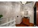 Chic powder room featuring a vessel sink, modern fixtures, and decorative lighting at 3334 Peachtree Ne Rd # 1707, Atlanta, GA 30326