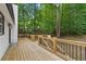 Expansive wooden deck is perfect for outdoor gatherings, offers a serene view of the wooded backyard at 3713 Brigantine Ct, Acworth, GA 30102