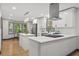 Modern kitchen featuring white cabinets, stainless steel appliances, and a stylish island at 3713 Brigantine Ct, Acworth, GA 30102