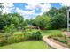 Landscaped backyard featuring a vegetable garden, stone path and mature trees at 2260 Falkirk Pointe Dr, Marietta, GA 30062