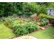 Lush backyard vegetable garden featuring a wooden pergola and bridge at 2260 Falkirk Pointe Dr, Marietta, GA 30062