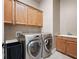Convenient laundry room equipped with washer, dryer, cabinets, and sink at 2260 Falkirk Pointe Dr, Marietta, GA 30062