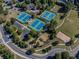 Aerial view of the community tennis courts, playground, and parking, perfect for active residents at 233 Retreat Ln, Canton, GA 30114