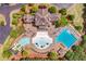 Aerial shot showing community pools, water slides, and clubhouse highlighting resort-style living at 233 Retreat Ln, Canton, GA 30114