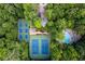 Aerial view of tennis courts and pool surrounded by greenery at 1001 Braelin Ct, Woodstock, GA 30189