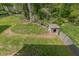 An aerial view of the large fenced-in backyard that features a shed at 1410 Eastland Rd Se Rd, Atlanta, GA 30316