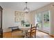 Bright dining area featuring wainscoting and French doors to the back, complemented by modern lighting at 3357 Pretty Branch Se Dr, Smyrna, GA 30080