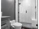 Beautiful shower featuring white subway tile, dark fixtures and glass door at 955 Juniper Ne St # 3331, Atlanta, GA 30309