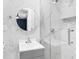 This is a bathroom with a walk in shower, white tile, and gray vanity at 5357 Beaver Br, Norcross, GA 30071