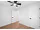 Bedroom with hardwood floors, a ceiling fan, and an open doorway at 1227 Kenilworth Dr, Atlanta, GA 30310