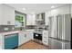 Modern kitchen with stainless steel appliances, white cabinets, and stone countertops at 1227 Kenilworth Dr, Atlanta, GA 30310